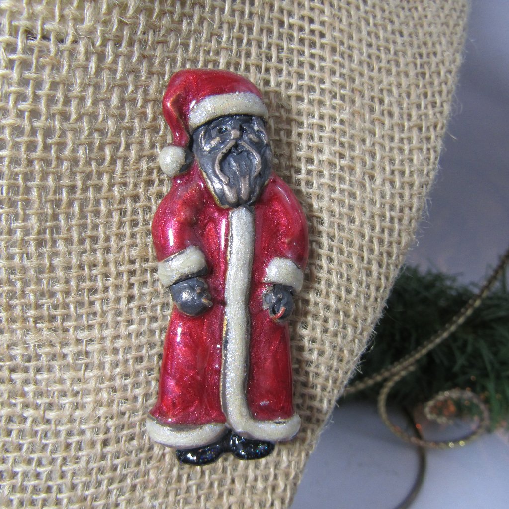 Black Santa Brooch